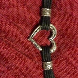 Brighton Bracelet Heritage Heart black cotton cord strap EUC